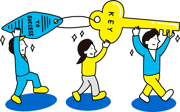 3人がカギを持っているイラスト